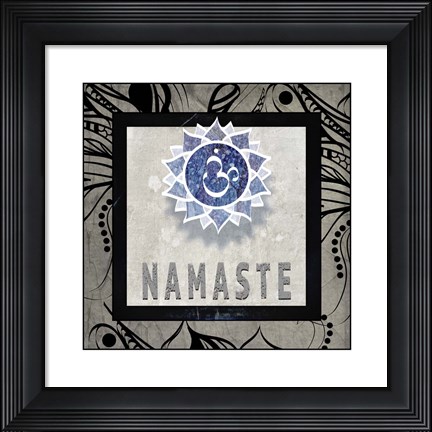 Framed Chakras Yoga Tile Namaste V2 Print