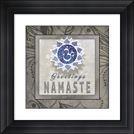 Framed Chakras Yoga Tile Namaste V3 Print