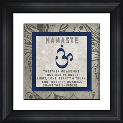 Framed Chakras Yoga Tile Namaste V4 Print