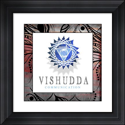 Framed Chakras Yoga Framed Vishudda V2 Print