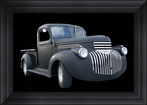 Framed Grey Chevy Pickup Truck Print