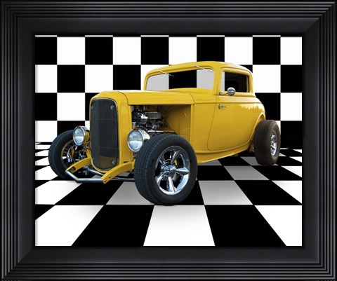Framed Yellow Hotrod Print