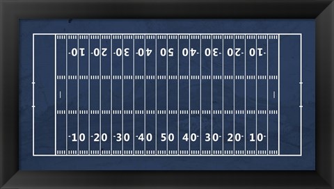 Framed American Football Field Blue Print