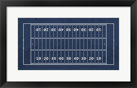 Framed American Football Field Blue Print