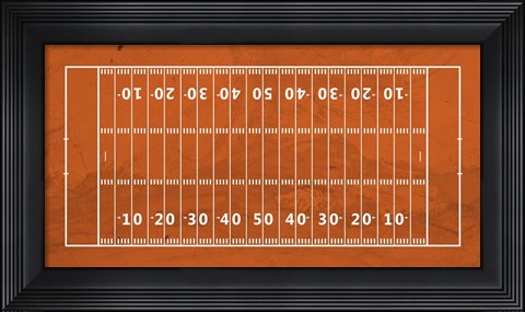 Framed American Football Field Orange Print