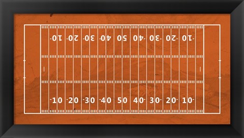 Framed American Football Field Orange Print