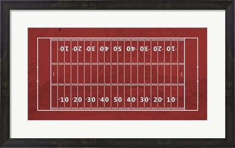 Framed American Football Field Red Print
