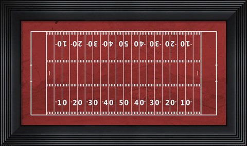 Framed American Football Field Red Print