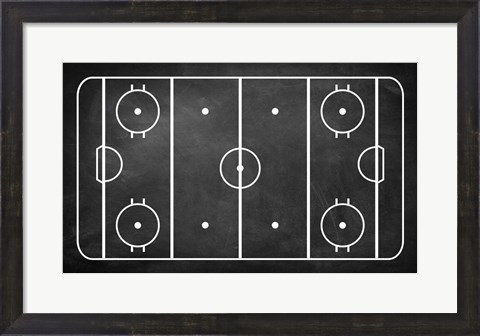 Framed Ice Hockey Rink Chalkboard Print