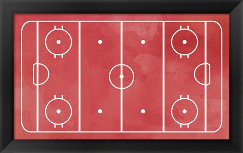 Framed Ice Hockey Rink Red Paint Print