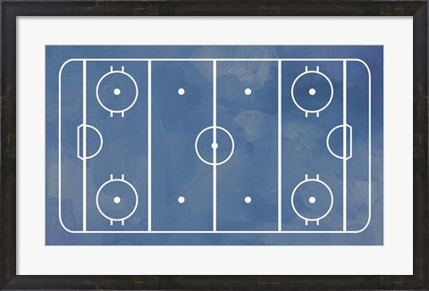 Framed Ice Hockey Rink Blue Paint Print