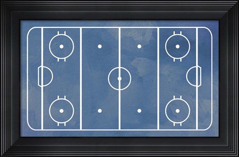 Framed Ice Hockey Rink Blue Paint Print