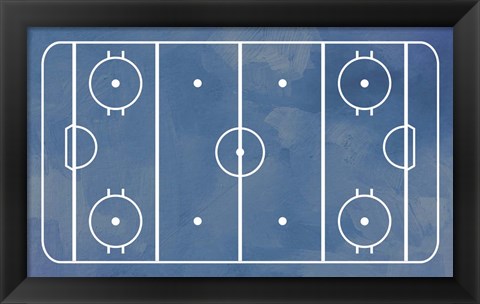 Framed Ice Hockey Rink Blue Paint Print