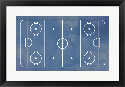 Framed Ice Hockey Rink Blue Paint Print