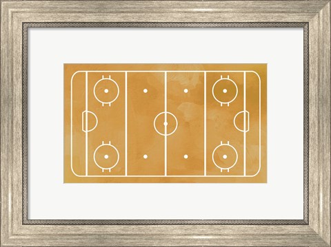 Framed Ice Hockey Rink Yellow Paint Print