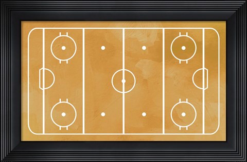 Framed Ice Hockey Rink Yellow Paint Print