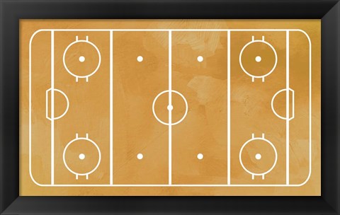 Framed Ice Hockey Rink Yellow Paint Print