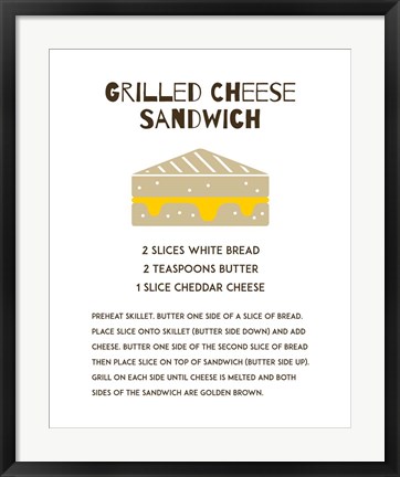 Framed Grilled Cheese Sandwich Recipe White Print