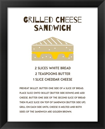 Framed Grilled Cheese Sandwich Recipe White Print