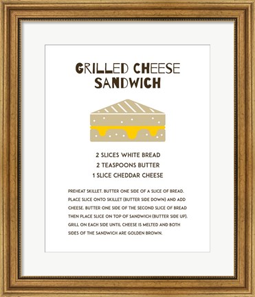 Framed Grilled Cheese Sandwich Recipe White Print
