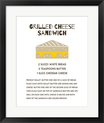 Framed Grilled Cheese Sandwich Recipe White Print