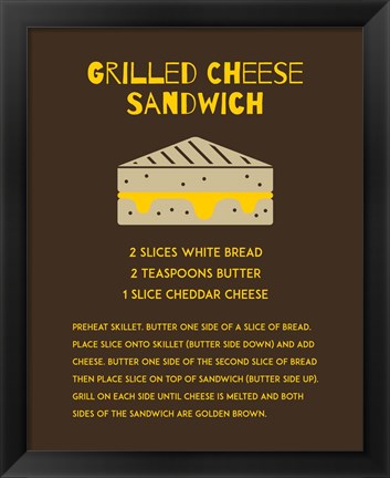 Framed Grilled Cheese Sandwich Recipe Brown Print