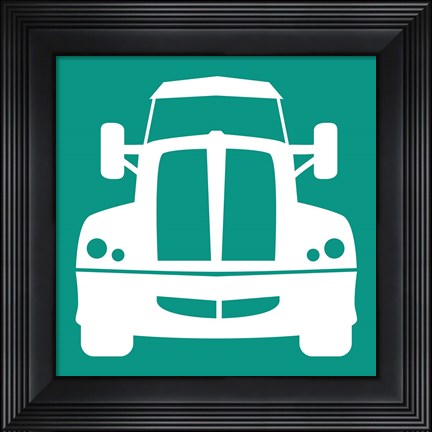 Framed Front View Trucks Set I - Teal Print
