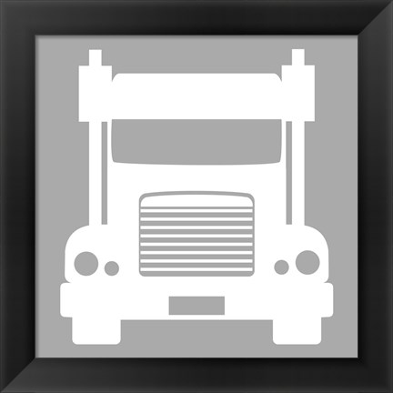 Framed Front View Trucks Set I - Gray Print
