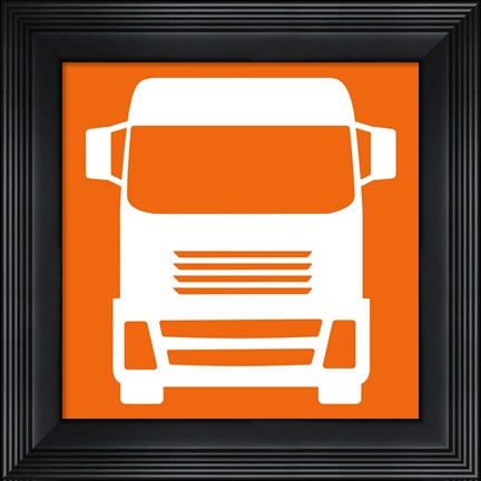 Framed Front View Trucks Set I - Orange Print