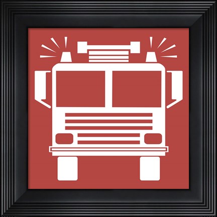 Framed Front View Trucks Set II - Red Print