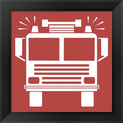 Framed Front View Trucks Set II - Red Print