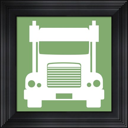 Framed Front View Trucks Set II - Green Print