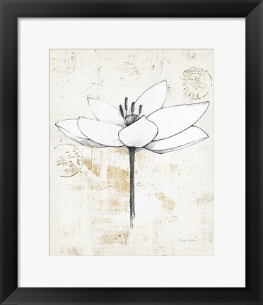 Framed Pencil Floral I Gold Print