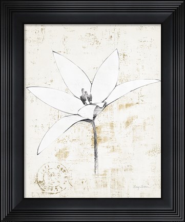 Framed Pencil Floral XII Gold Print