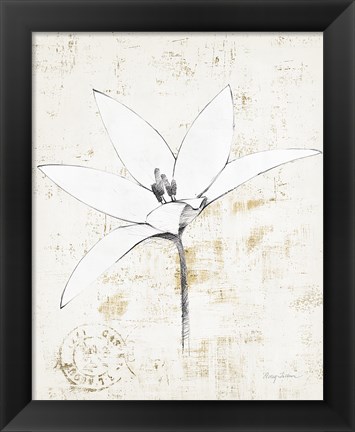 Framed Pencil Floral XII Gold Print