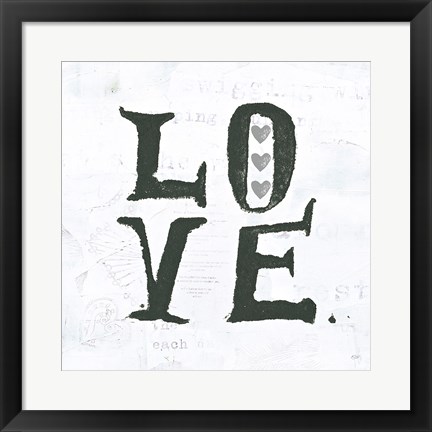 Framed Love Gray Hearts Print