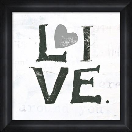 Framed Live Gray Heart Print