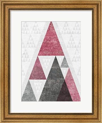 Framed Mod Triangles III Soft Pink Print