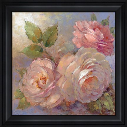 Framed Roses on Blue II Crop Print