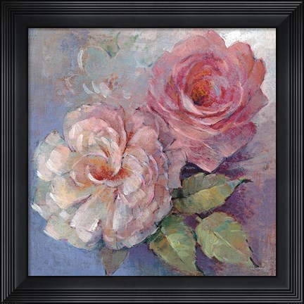 Framed Roses on Blue I Crop Print