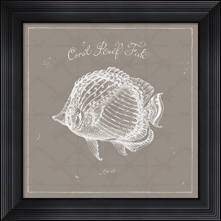 Framed Underwater Life XIV Greige Print