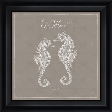 Framed Underwater Life XIII Greige Print