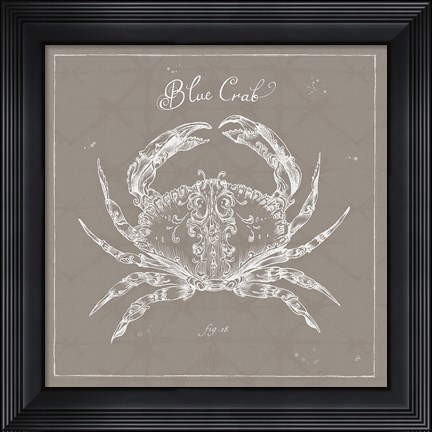 Framed Underwater Life XII Greige Print