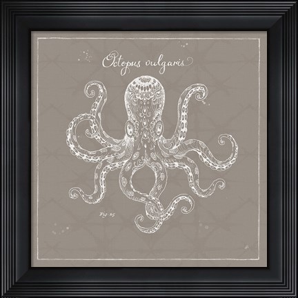 Framed Underwater Life XI Greige Print