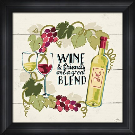 Framed Wine and Friends V Print