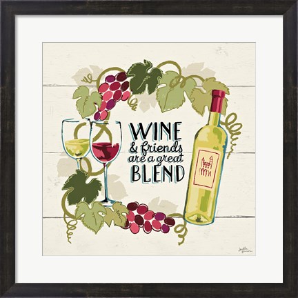 Framed Wine and Friends V Print