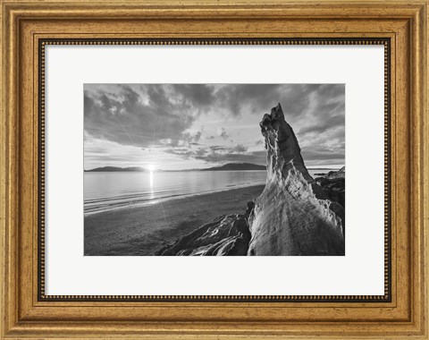 Framed Samish Bay Sunset I BW Print