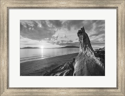 Framed Samish Bay Sunset I BW Print