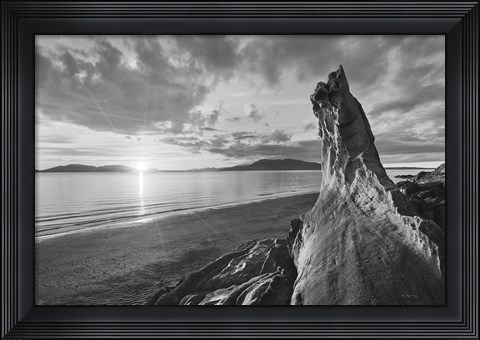 Framed Samish Bay Sunset I BW Print