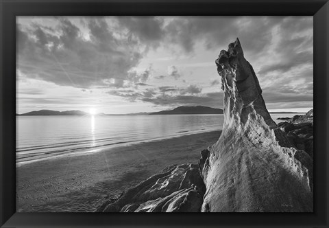 Framed Samish Bay Sunset I BW Print